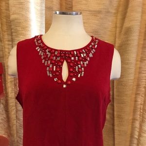 Rue 21 Holiday RED Top by Rue 21 Keyhole Jeweled Neckline